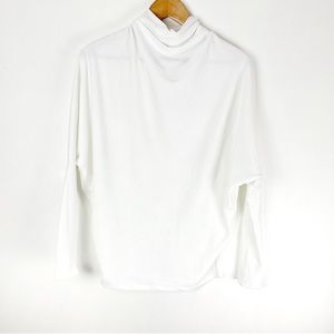 North End Boutique Womens Dolman Sleeve Ribbed Top Small White Minimalist Casual